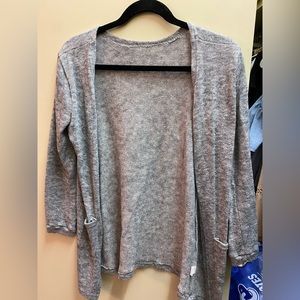 Grey patterned cardigan, comfy style for over dresses and tank tops!
